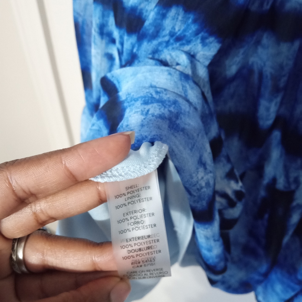 Calvin Klein NWOT v-neck Tie Dye Surplice Fully Lined Faux Wrap Dress Size 10 - Picture 9 of 9